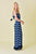 Aegean Blue Striped Cutout Tassel Maxi Dress Elenista