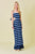 Aegean Blue Striped Cutout Tassel Maxi Dress Elenista