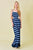 Aegean Blue Striped Cutout Tassel Maxi Dress Elenista