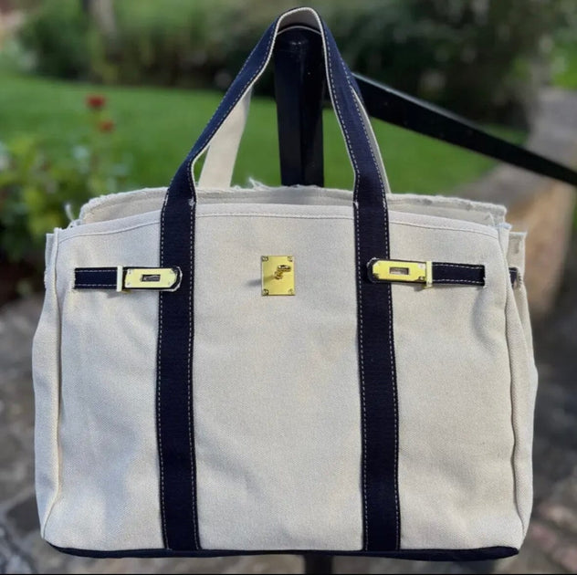 Boatkin ボートキン　キャンバスバッグ　ネイビー harper-canvas-contrast-navy-