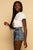Acid Wash Faux Wrap Denim Skort SKIRT Elenista