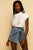 Acid Wash Faux Wrap Denim Skort SKIRT Elenista
