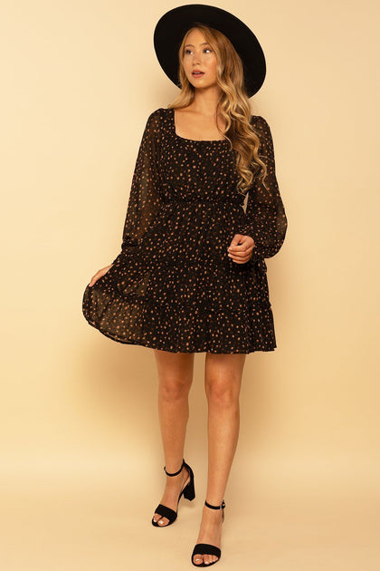 babydoll long sleeve dress Animal Print Tiered Crafted from soft cotton Bottom Size:31x30 Aidan Mattox Floral Appliqué bridesmaid gift