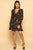Black Floral Print Button Down Flared Mini Dress dress Elenista Clothing
