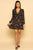 Black Floral Print Button Down Flared Mini Dress dress Elenista Clothing