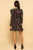 Black Floral Print Button Down Flared Mini Dress dress Elenista Clothing 