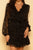 Black Polka Dot Ruffled Semi-Sheer Wrap Mini Dress dress Elenista Clothing 