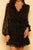 Black Polka Dot Ruffled Semi-Sheer Wrap Mini Dress dress Elenista Clothing