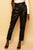Black Vegan Leather Belted High Waisted Pants Pants Elenista Clothing