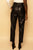 Black Vegan Leather Belted High Waisted Pants Pants Elenista Clothing