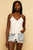 Button Up Tie-Front Strappy White Cami Tank TOP Elenista