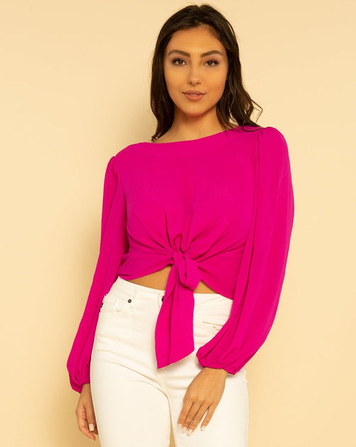 Petite Tie Front Crop Top