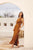 Golden Ochre Satin Pleated Asymmetrical Cutout Midi Dress dress Elenista 