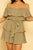 Khaki Green Off The Shoulder Ruffle Belted Dress DRESS Elenista