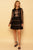 Lace Ruffle Hem Long Sleeve Black Dress dress Elenista Clothing