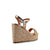 Lena Metallic Gold Leather Raffia Wedge Sandal shoes Elenista