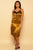 Metallic Gold Satin Lace Trim Midi Dress dress Elenista