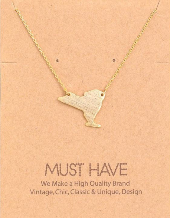 New York State Pendant Necklace Gold Necklace Elenista 
