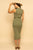 Olive Green Ribbed Sleeveless Belted Knit Midi Dress Elenista