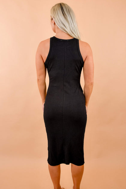 strapless open back dress Wide Rib Dress Black main image 0