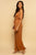 Rust Brown Satin Surplice Neck Belted Jumpsuit Jumpsuit Elenista