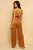 Rust Brown Satin Surplice Neck Belted Jumpsuit Jumpsuit Elenista