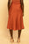 Rust Satin Self-Tie Midi Skirt SKIRT Elenista Clothing 