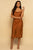 Satin Cowl Slip Wrap Midi Dress Rust Brown dress Elenista