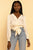 Satin Cream Button Down Tie-Front Blouse Blouse Elenista Clothing
