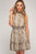 Sleeveless Snake Skin Print Mock Neck Smocked Dress dress Elenista