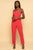 Square Neck V Plunge Pink Knit Jumpsuit Jumpsuit Elenista