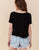 V-Neck Short Sleeve Cropped Tee with Knot Front TOP Elenista 