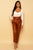 Vegan Leather Paperbag Belted High-Waisted Cognac Brown Pants Pants Elenista Clothing