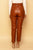 Vegan Leather Paperbag Belted High-Waisted Cognac Brown Pants Pants Elenista Clothing