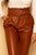 Vegan Leather Paperbag Belted High-Waisted Cognac Brown Pants Pants Elenista Clothing