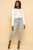White Satin Puff Sleeve Ruched Front Long Sleeve Top Elenista