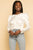 White Satin Puff Sleeve Ruched Front Long Sleeve Top Elenista