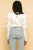 White Satin Puff Sleeve Ruched Front Long Sleeve Top Elenista