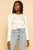White Satin Puff Sleeve Ruched Front Long Sleeve Top Elenista
