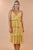 Yellow Printed Surplice Cami Triple Layered Skirt Midi Dress dress Elenista
