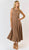Mocha Beige Fit and Flare Sleeveless Midi Dress Elenista 