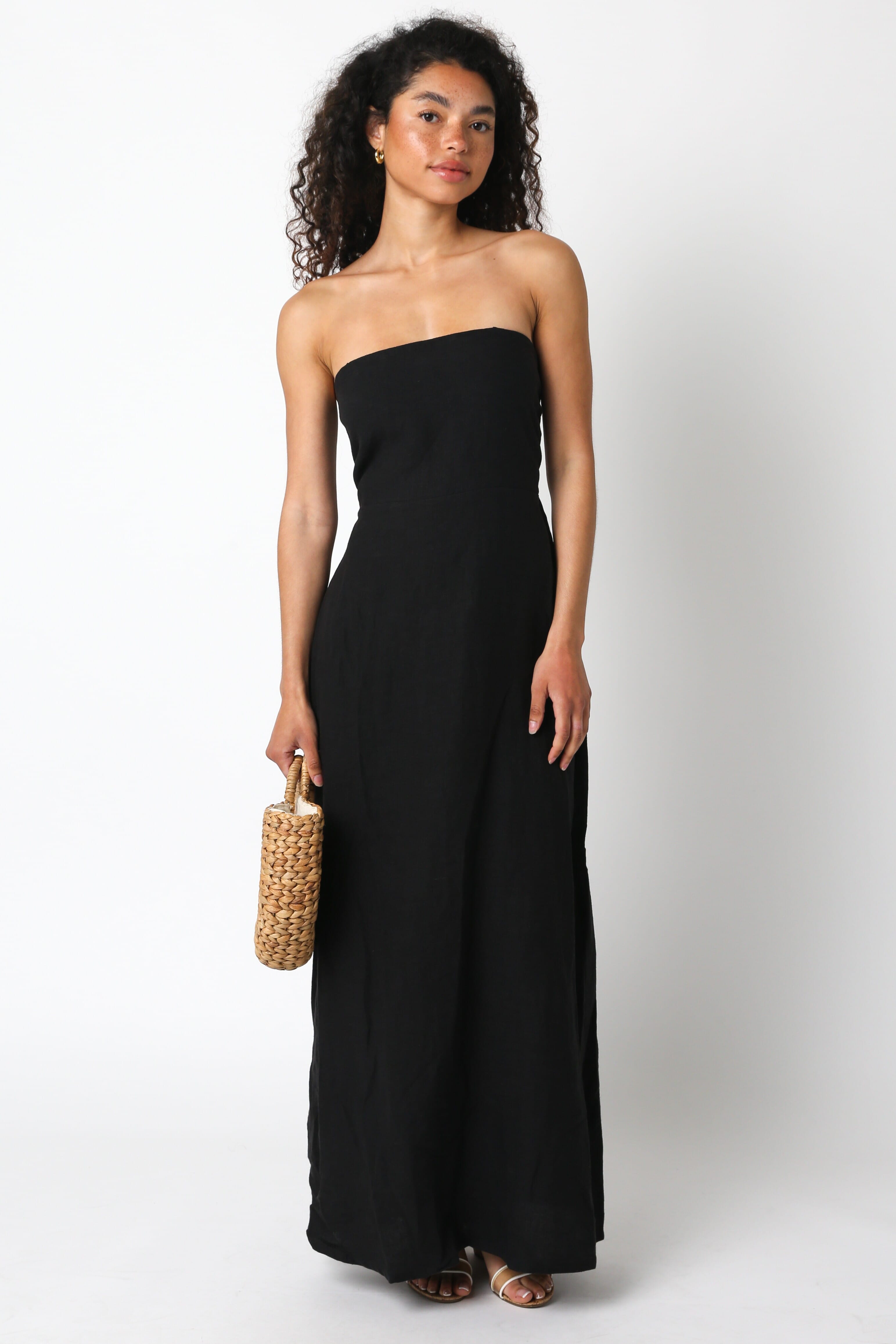 Sofia Strapless Black Linen Maxi Dress Sofia Strapless Black Linen Maxi Dress