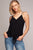 Black Button Up Tie-Front Strappy Cami Top TOP Elenista 