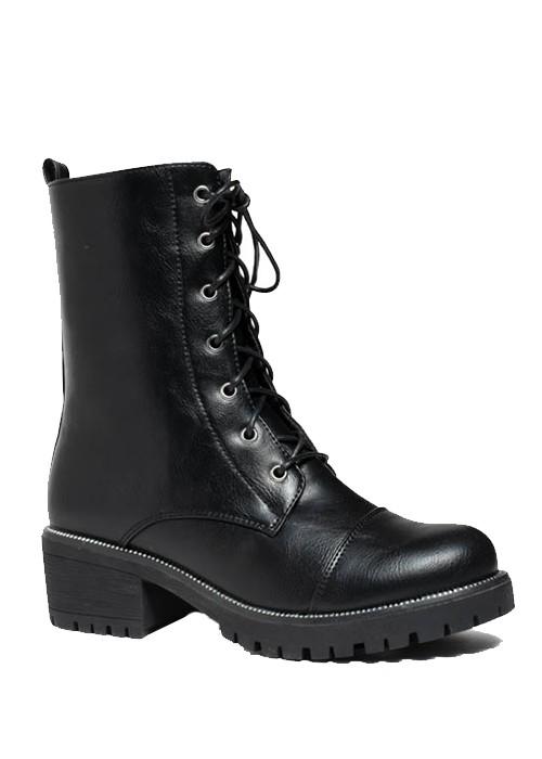 Faux Leather Lace Up Ankle Combat Boot boot Elenista 