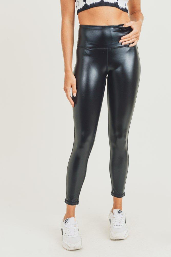 High-Waist Shiny Black Liquid Legging