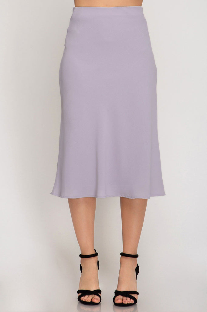 Lilac Purple Woven Bias Midi Skirt Elenista 
