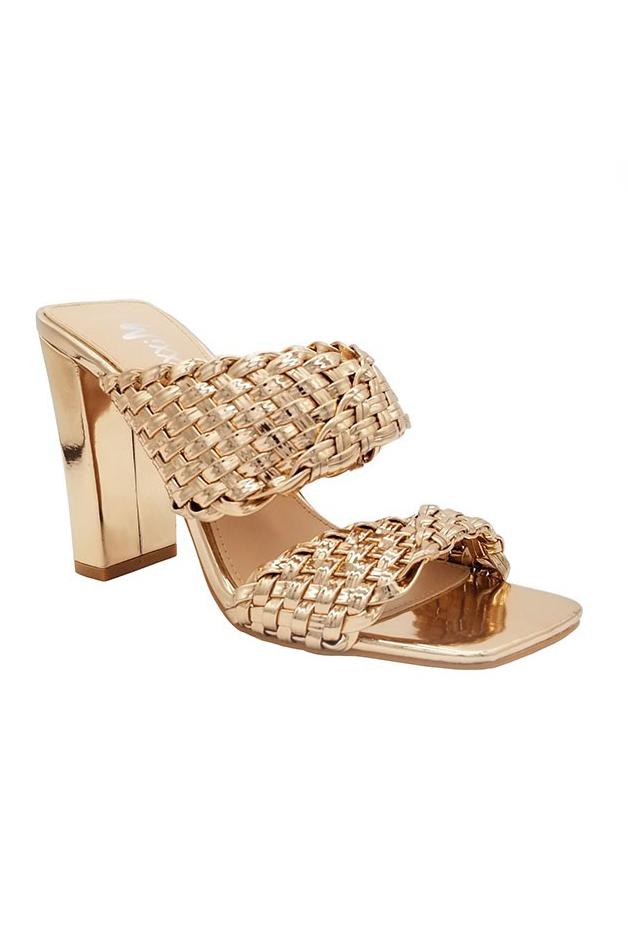 Maria Woven Braided Rose Gold Heel Sandal shoes Elenista 