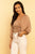 Mocha Square Neck Puff Sleeve Ruched Drawstring Crop Top TOP Elenista 