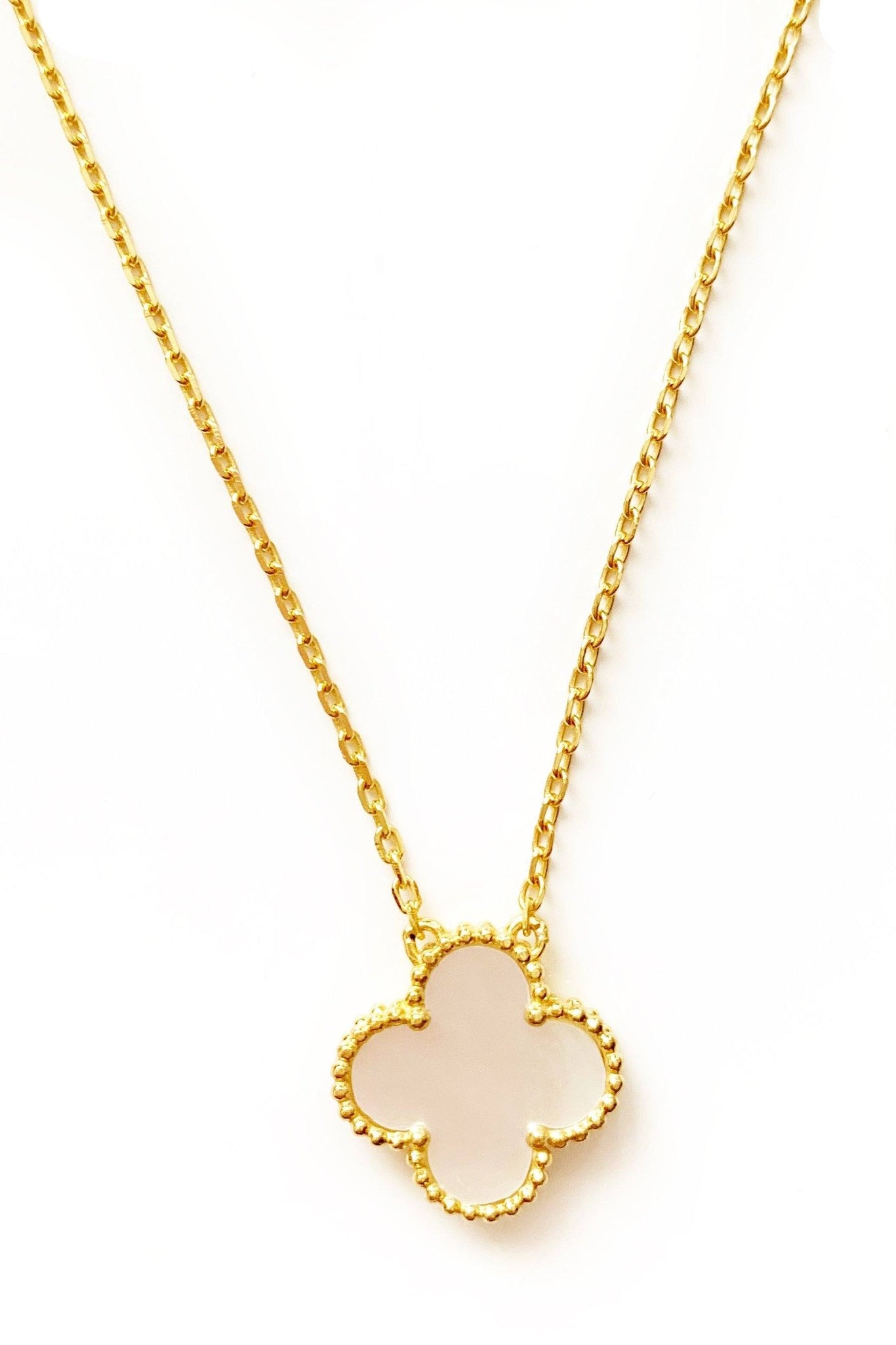 9ct yellow gold mother of pearl clover necklace