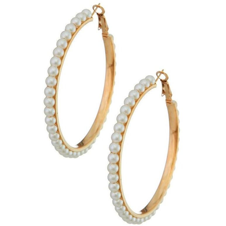 Multi Pearl Gold Hoop Earrings earrings Elenista 